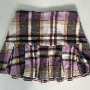 Plaid Skirt in Pink and Brown
